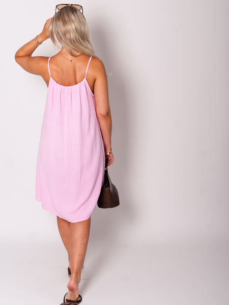 Sunny Musselin Kleid - Rosa