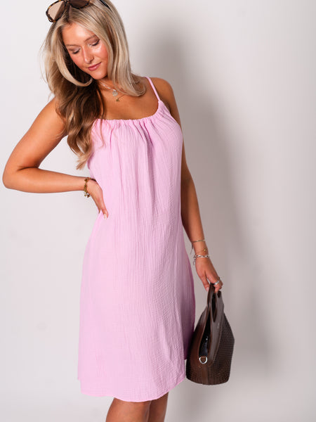 Sunny Musselin Kleid - Rosa