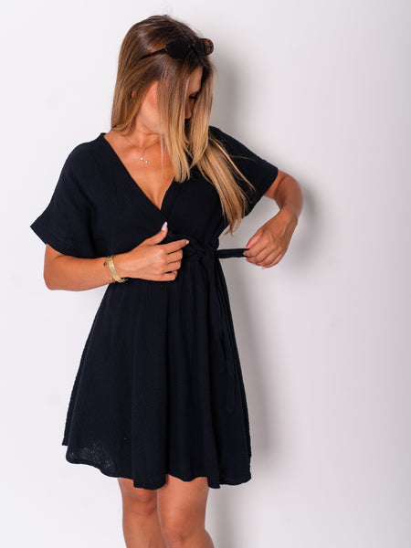Felina Shirt Musselin Kleid - Schwarz