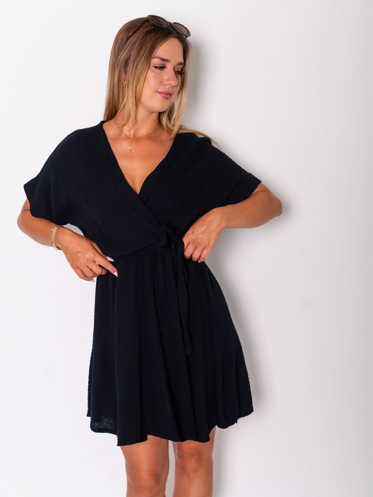 Felina Shirt Musselin Kleid - Schwarz