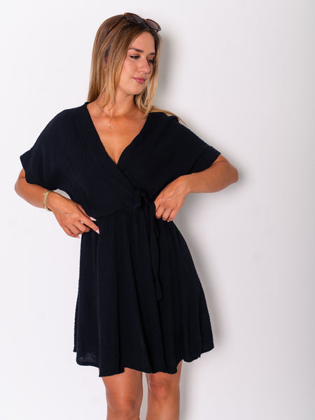 Felina Shirt Musselin Kleid - Schwarz