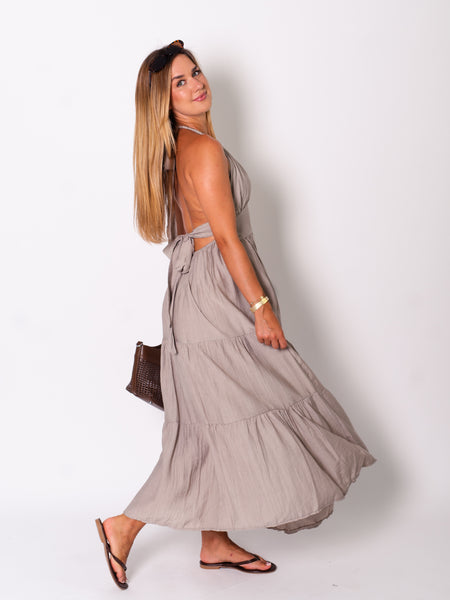 Marilyn Neckholder Kleid - Taupe