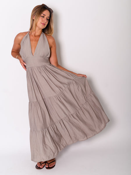 Marilyn Neckholder Kleid - Taupe