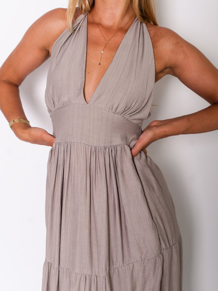 Marilyn Neckholder Kleid - Taupe