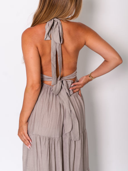 Marilyn Neckholder Kleid - Taupe