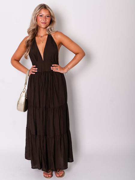 Marilyn Neckholder Kleid - Espresso