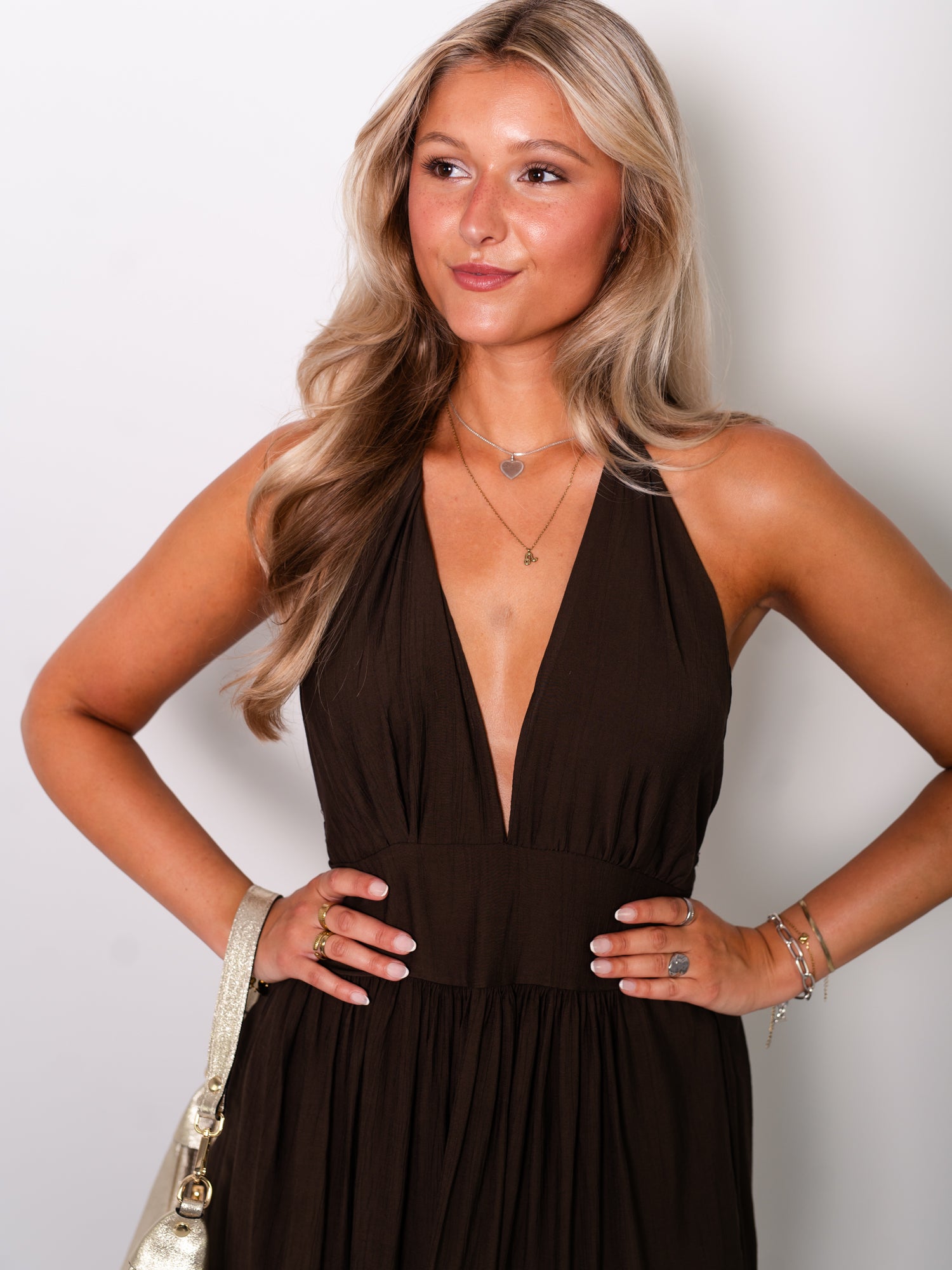 Marilyn Neckholder Kleid - Espresso