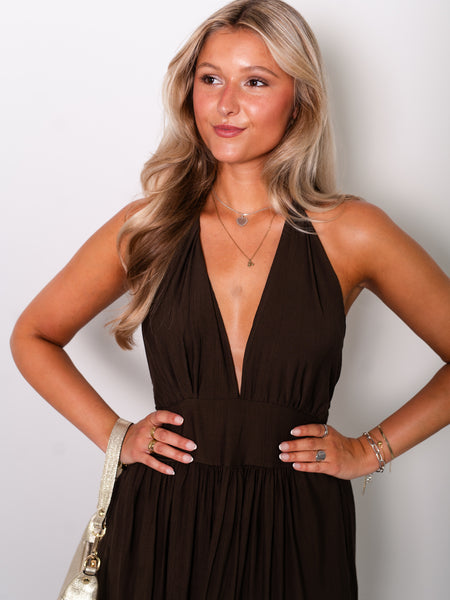 Marilyn Neckholder Kleid - Espresso