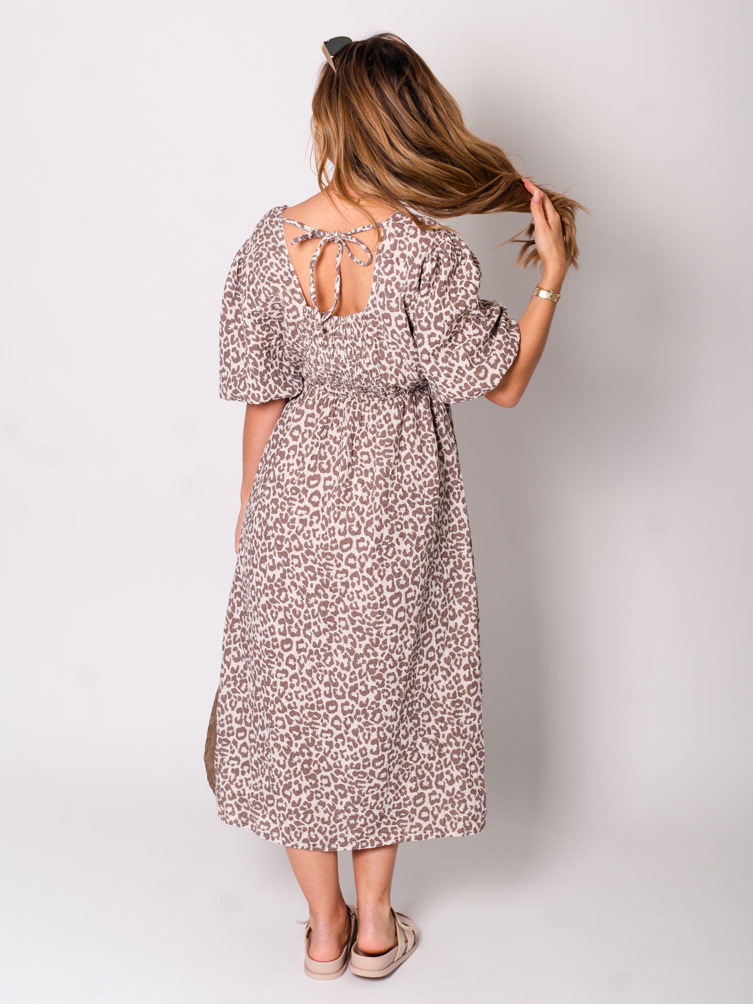 Amelia Musselin Kleid - Leo/Taupe