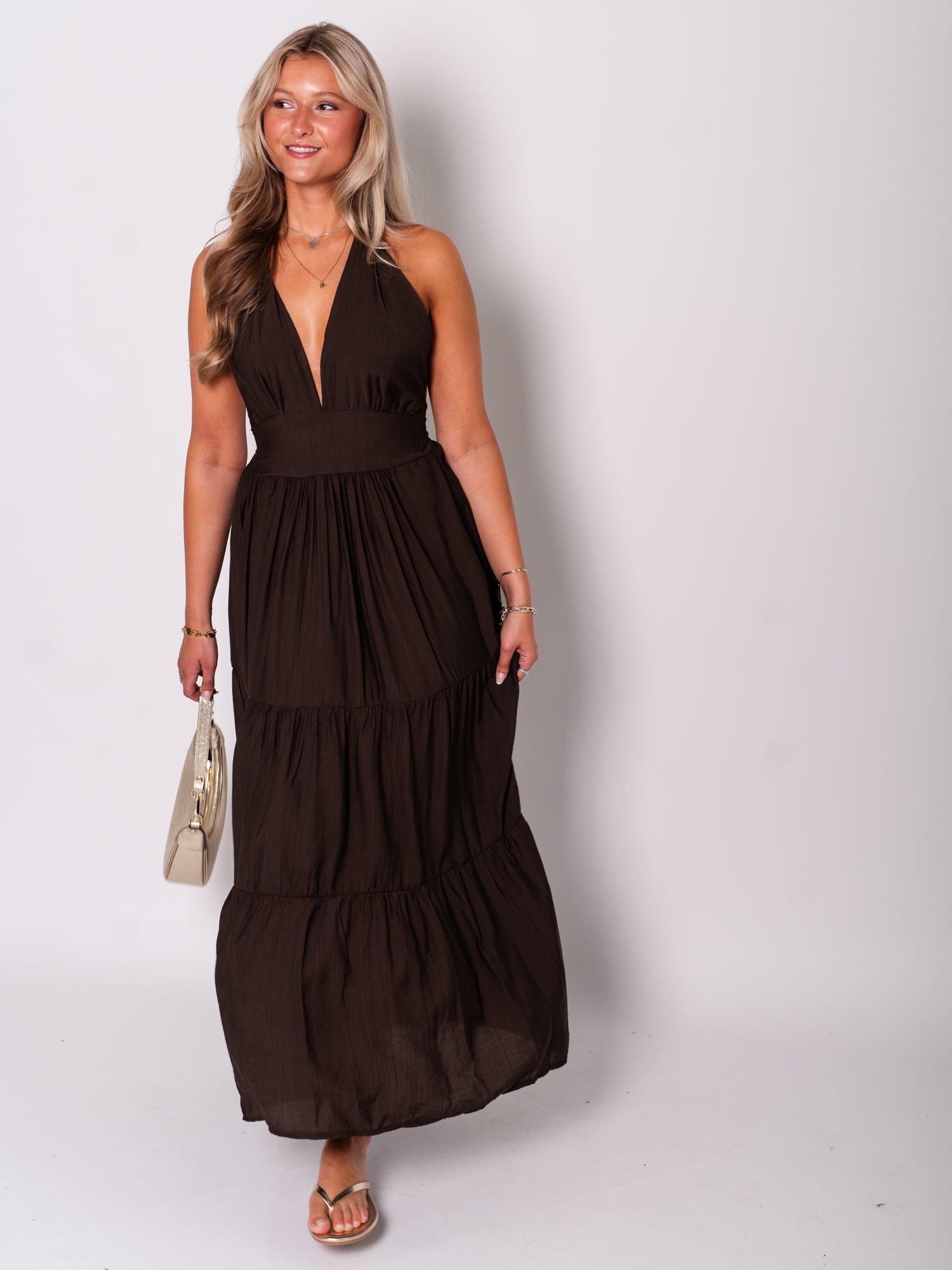 Marilyn Neckholder Kleid - Espresso