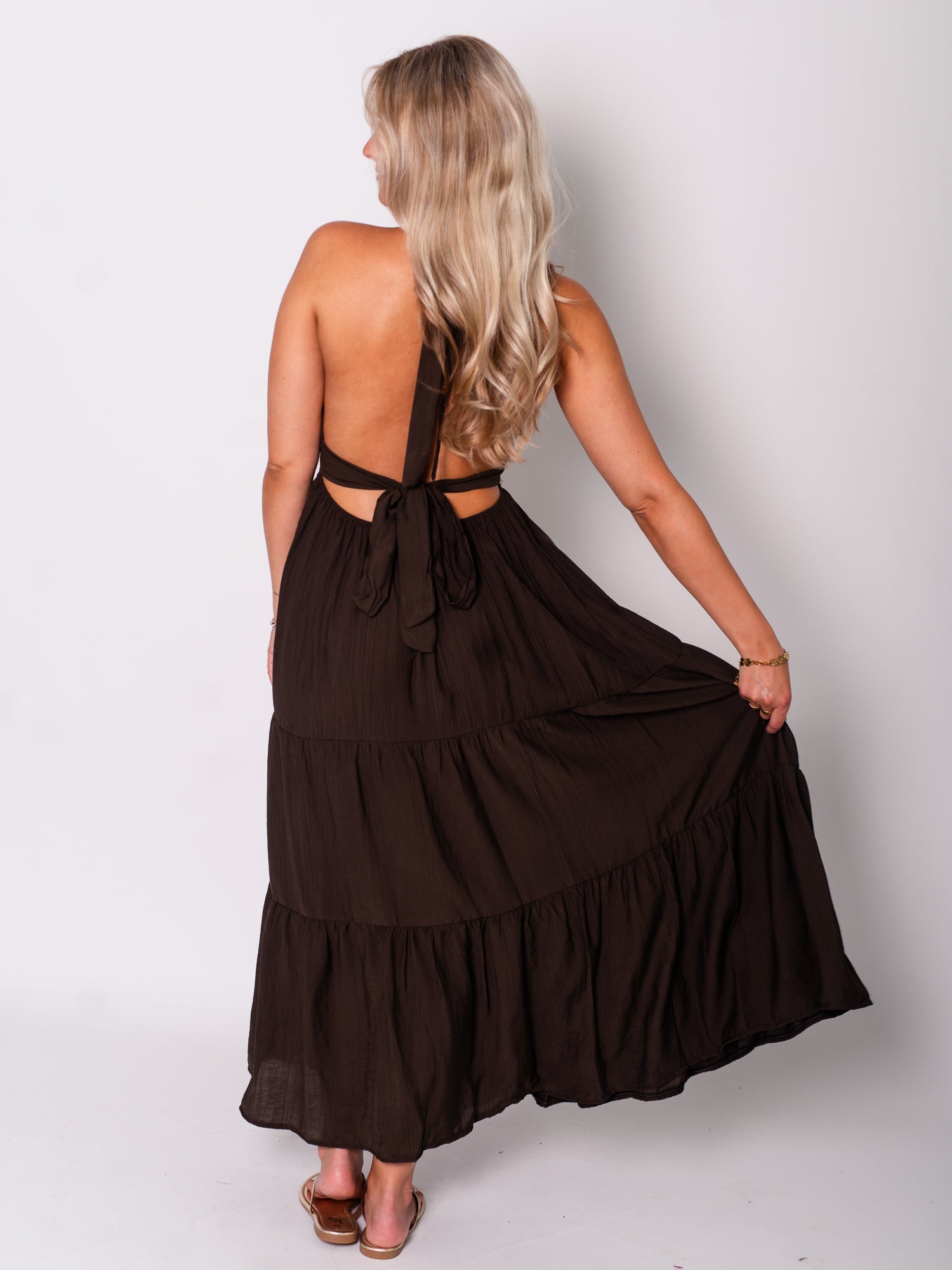 Marilyn Neckholder Kleid - Espresso