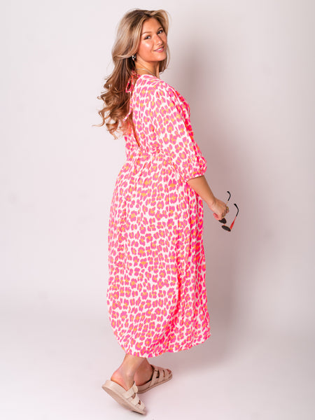 Maila Musselin Kleid - Leo/Pink/Weiß