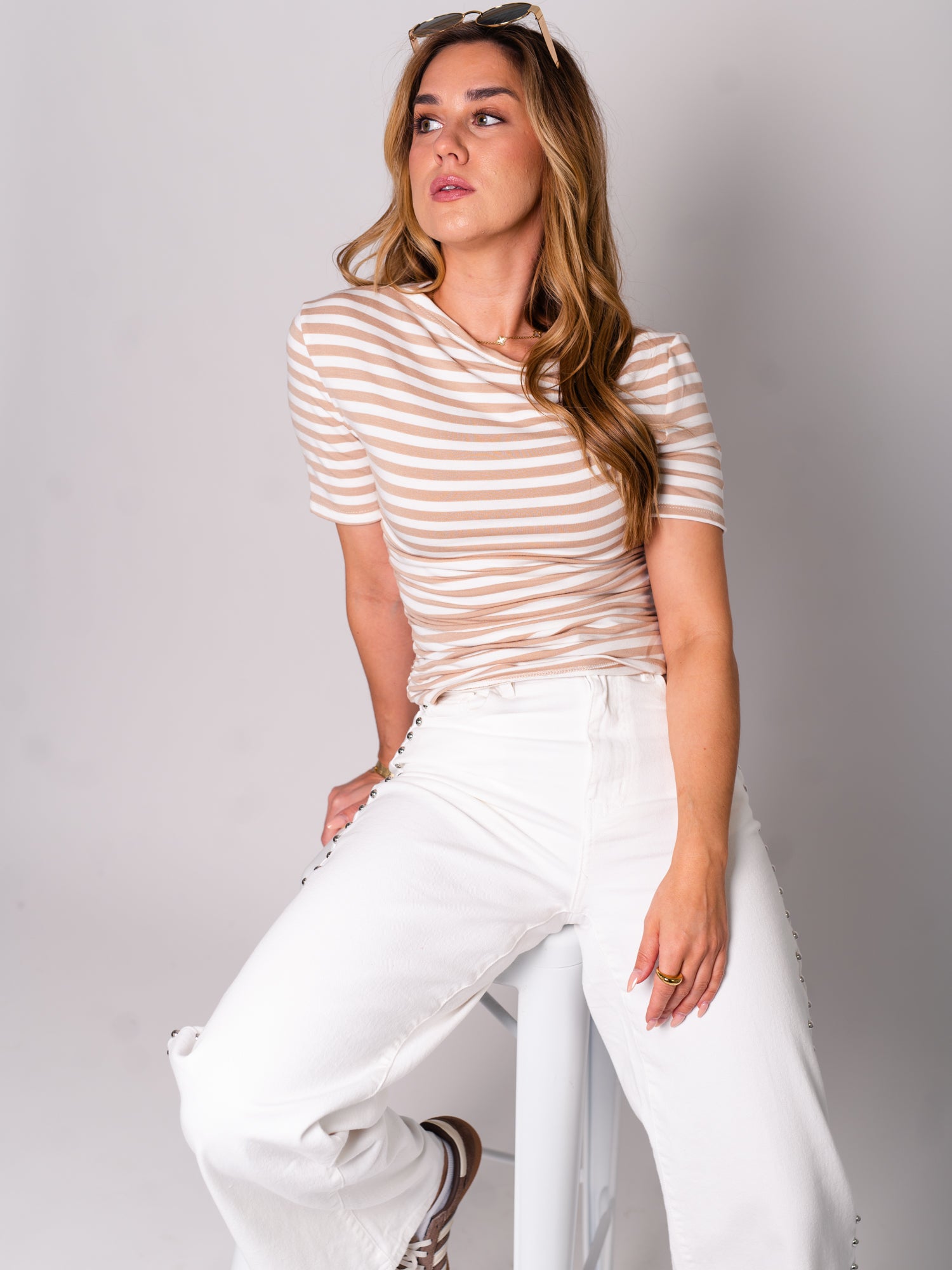 Happy Streifen Shirt - Creme/Beige
