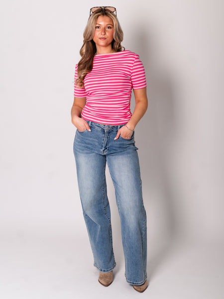 Happy Streifen Shirt - Rosa/Pink