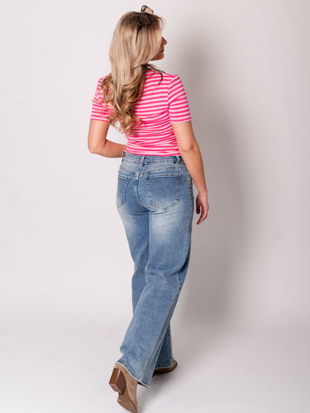 Happy Streifen Shirt - Rosa/Pink