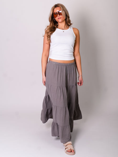 Palma Musselin Midi Rock - Taupe