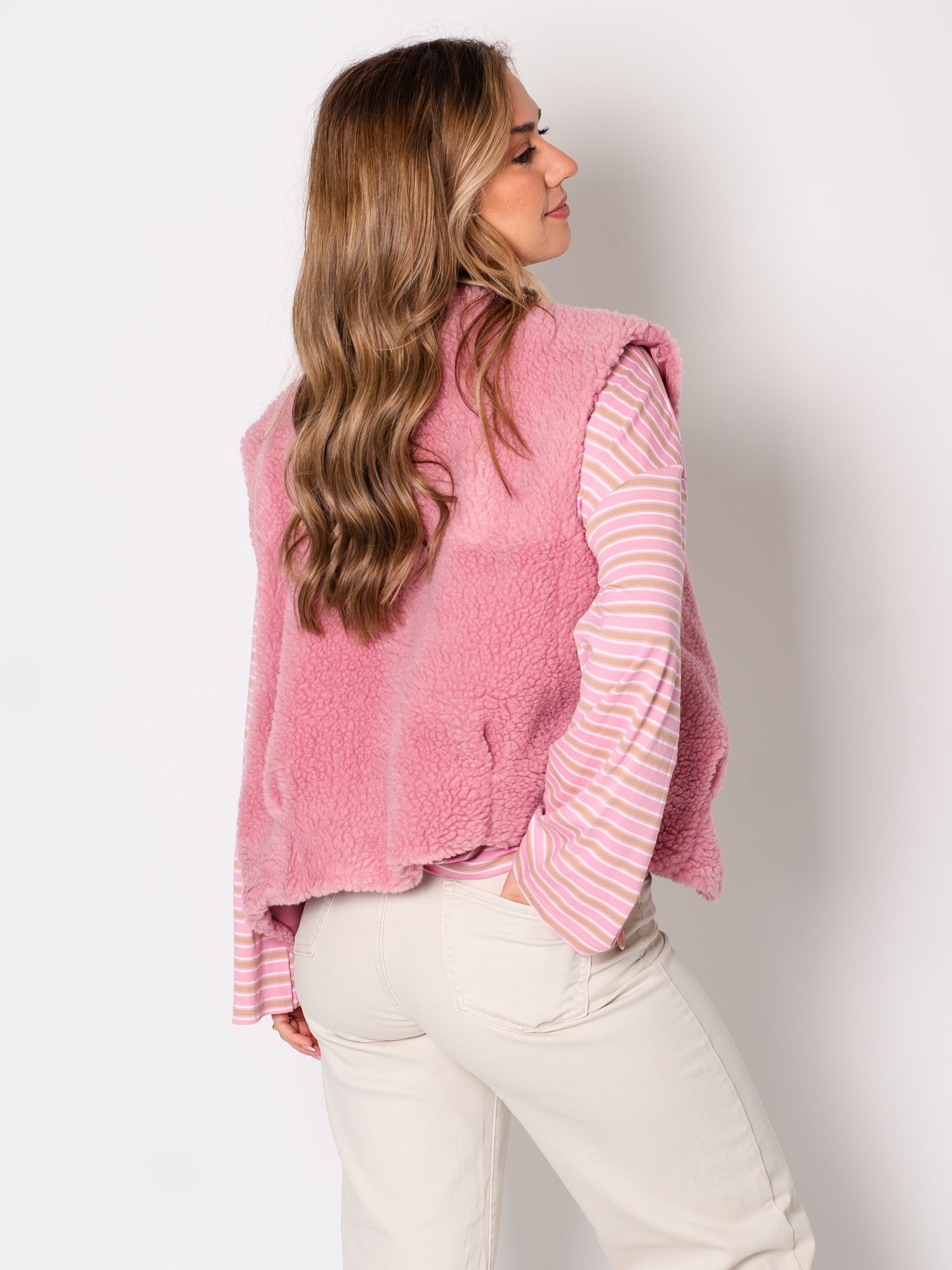 Teddy Fleece Weste - Rosa