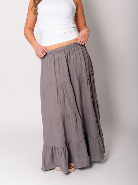 Palma Musselin Midi Rock - Taupe
