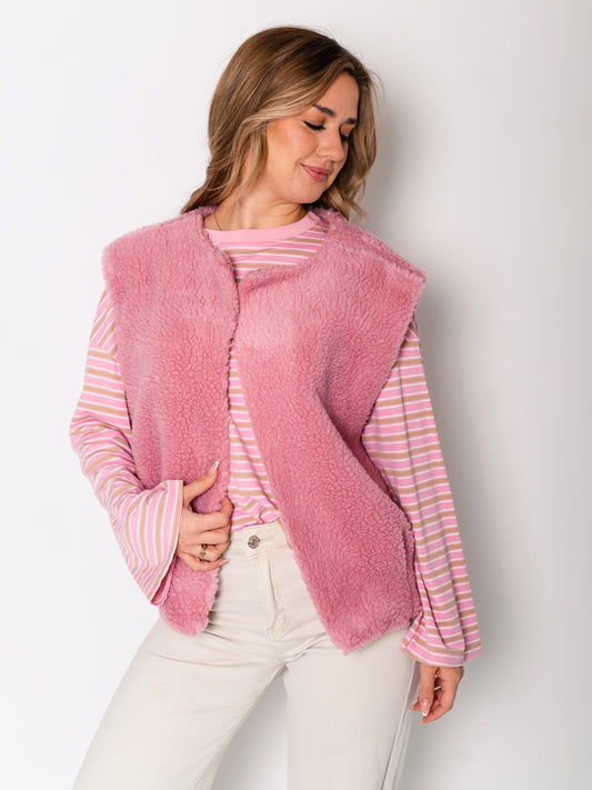 Teddy Fleece Weste - Rosa