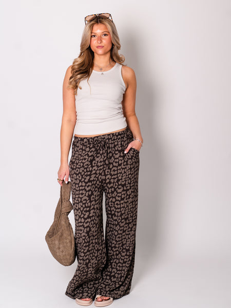 Beachy Musselin Hose - Leo/Dunkelbraun