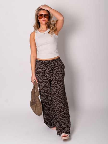 Beachy Musselin Hose - Leo/Dunkelbraun