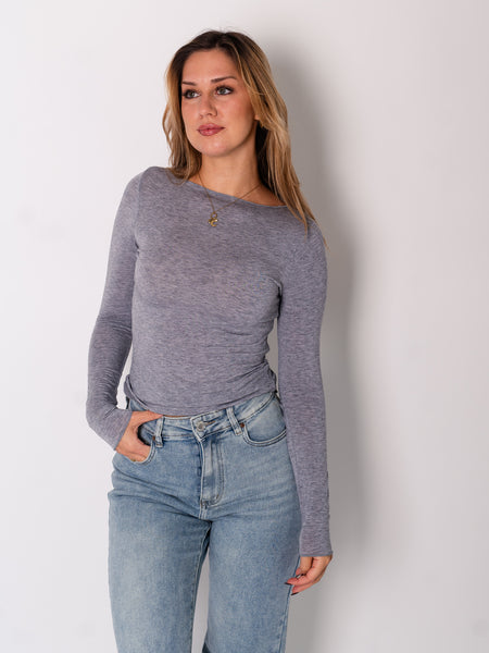 Cashmere Longsleeve - Grau Meliert