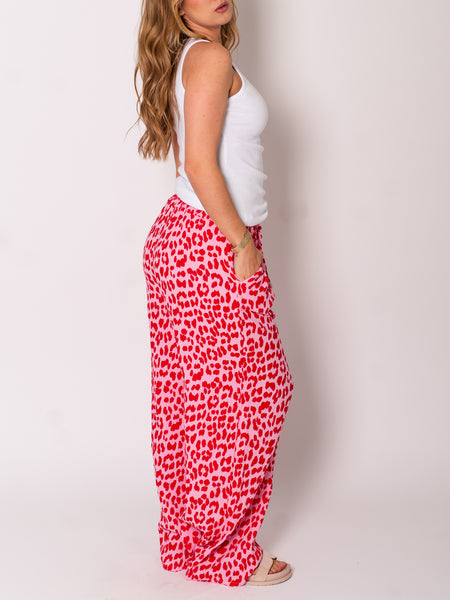 Beachy Musselin Hose - Leo/Rosa/Rot