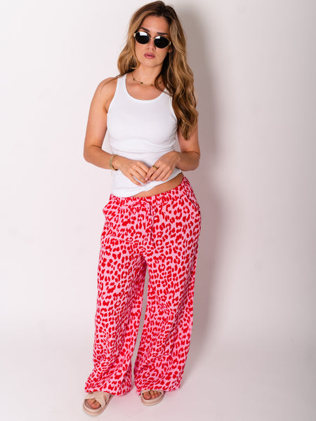 Beachy Musselin Hose - Leo/Rosa/Rot