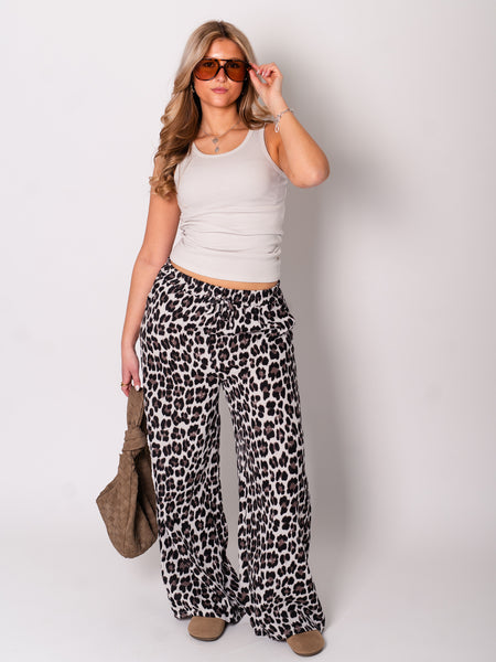 Beachy Musselin Hose - Leo/Grau