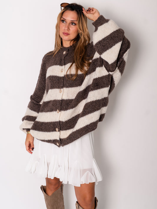 Danielle Strickjacke - Coffee/Streifen