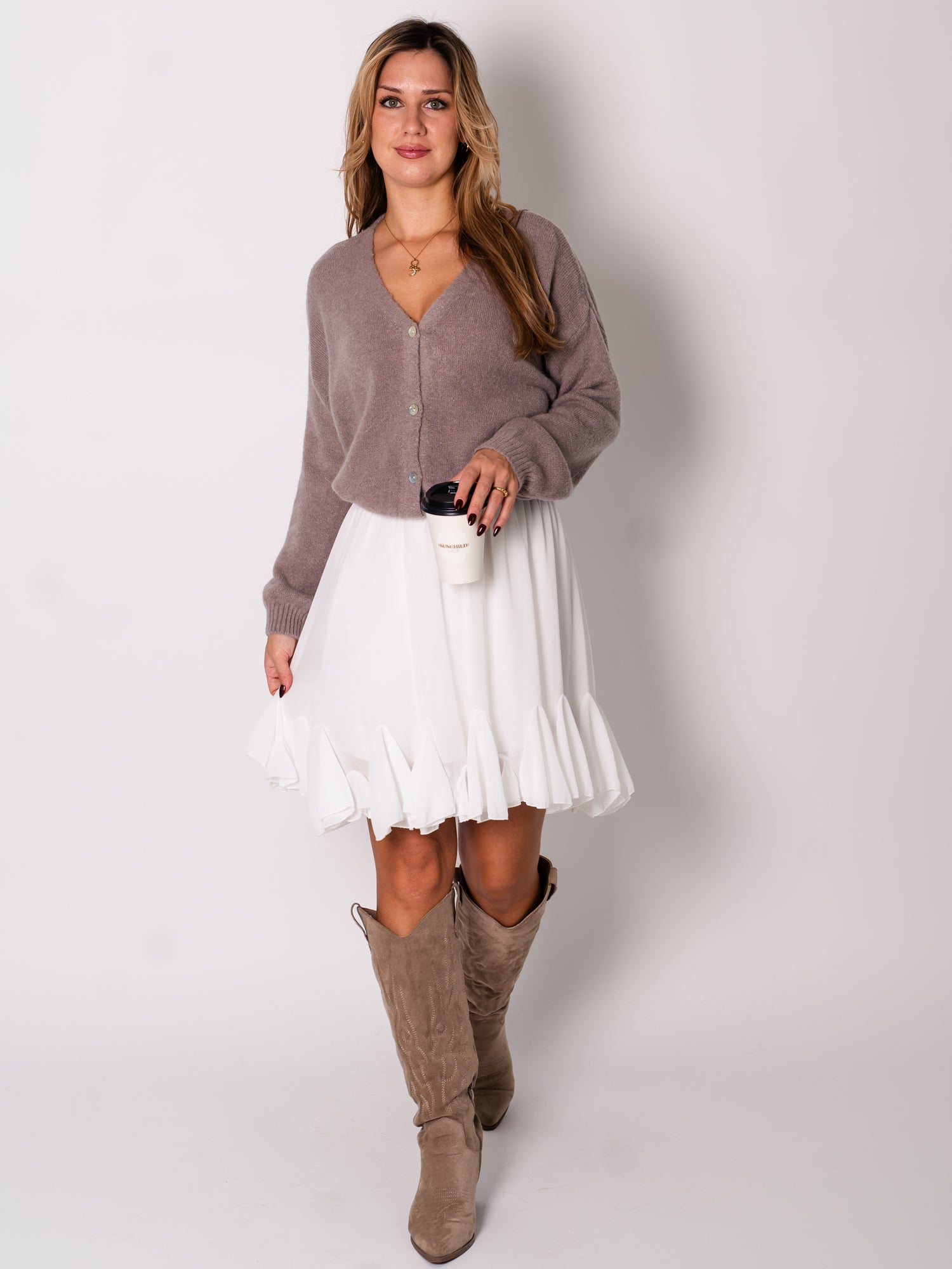 Jill Soft Strickjacke - Taupe