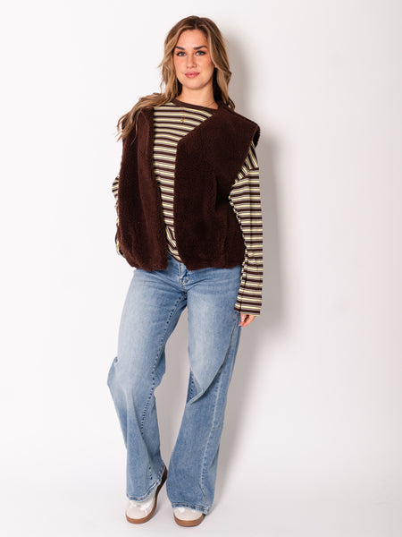 Teddy Fleece Weste - Espresso