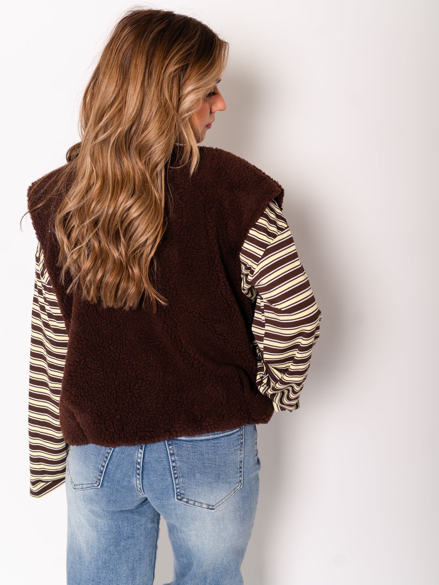 Teddy Fleece Weste - Espresso