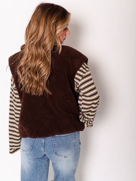 Teddy Fleece Weste - Espresso
