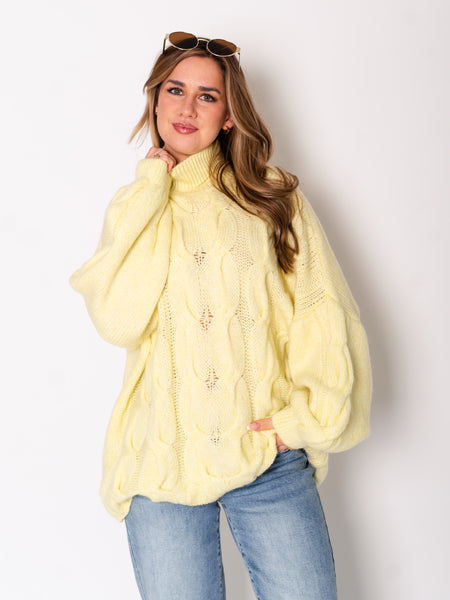 Amber Strick Pullover - Zitronengelb