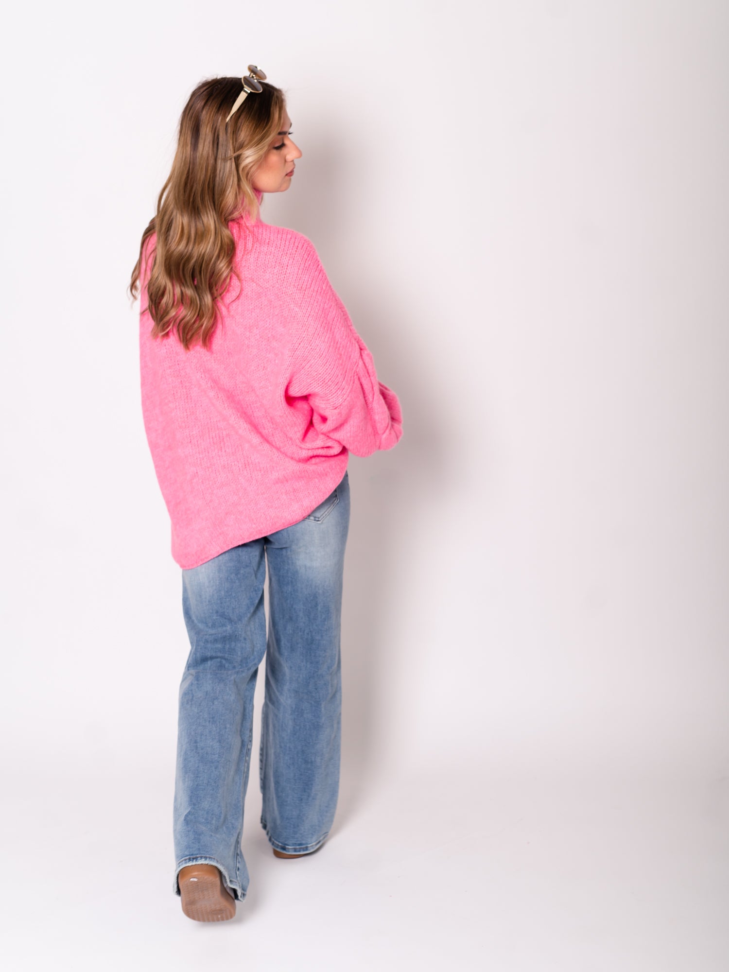 Amber Strick Pullover - Pink