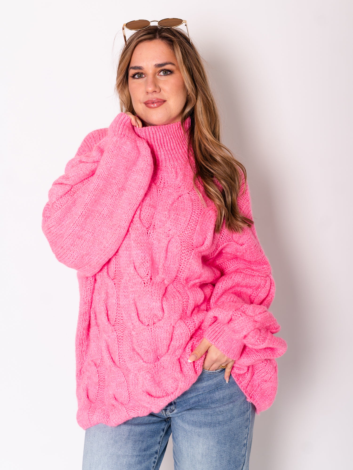 Amber Strick Pullover - Pink