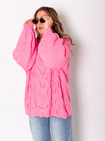 Amber Strick Pullover - Pink