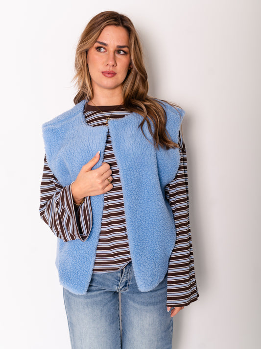 Teddy Fleece Weste - Blau