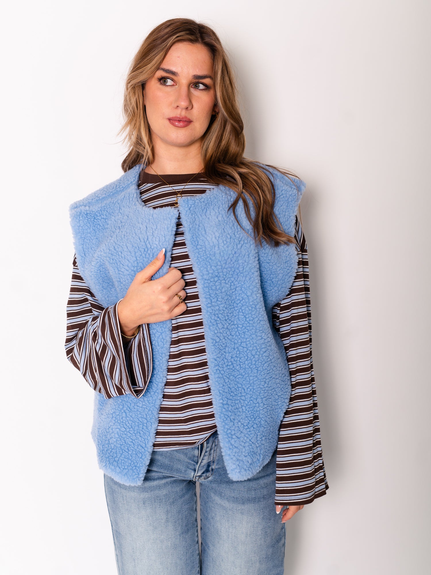 Teddy Fleece Weste - Blau