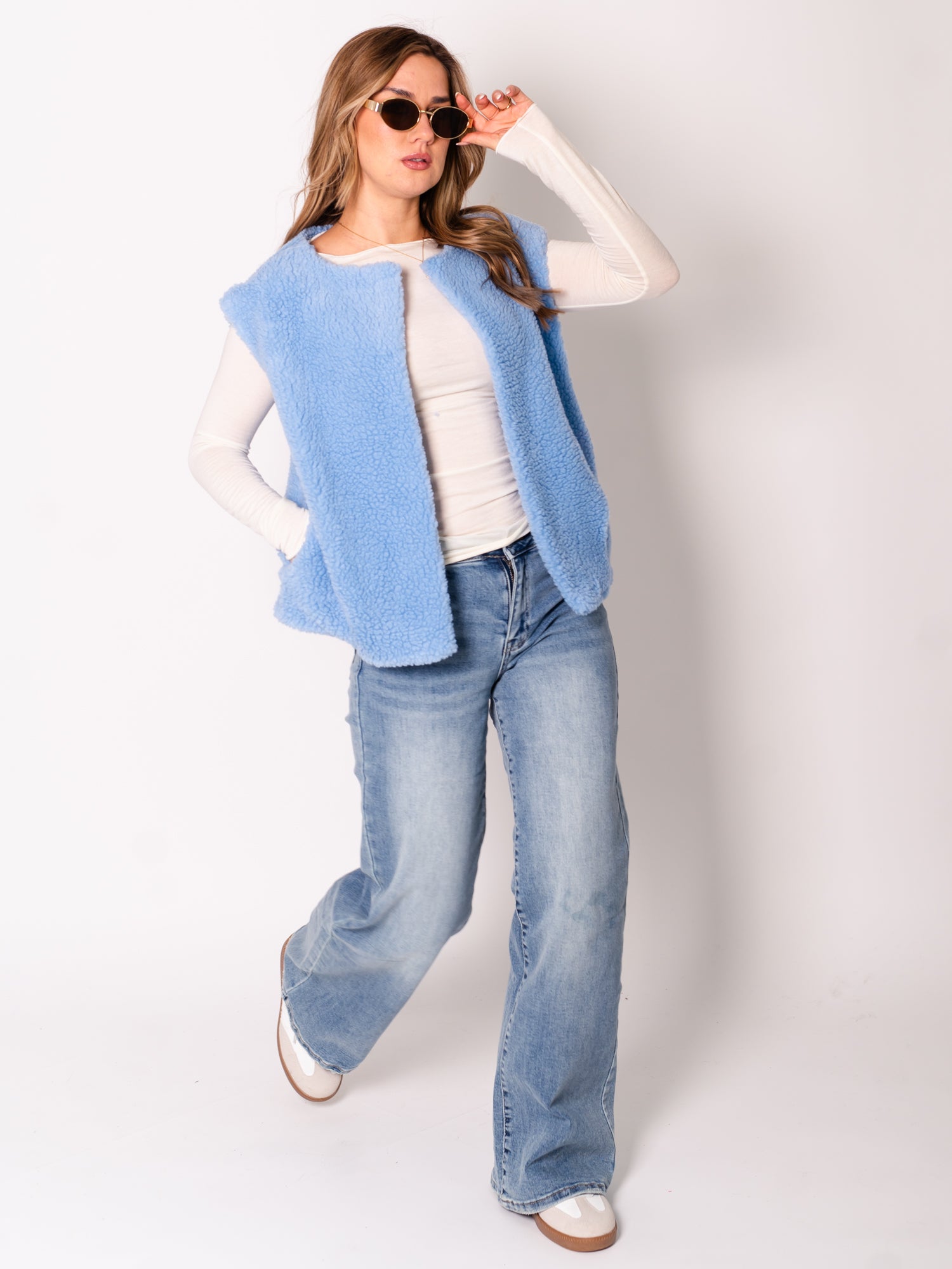 Teddy Fleece Weste - Blau