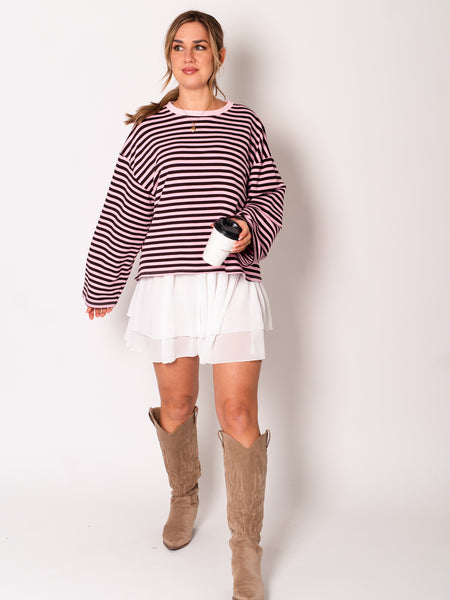 Stripes Sweatshirt - Rosa/Burgundy