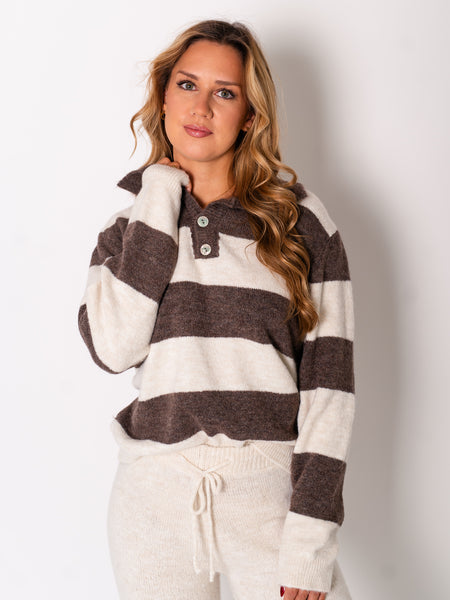 Autumn Stripes Pullover - Coffee/Creme