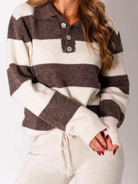 Autumn Stripes Pullover - Coffee/Creme