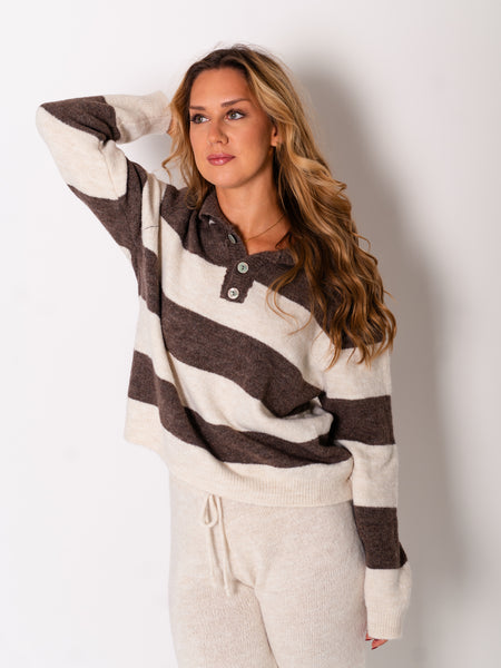 Autumn Stripes Pullover - Coffee/Creme