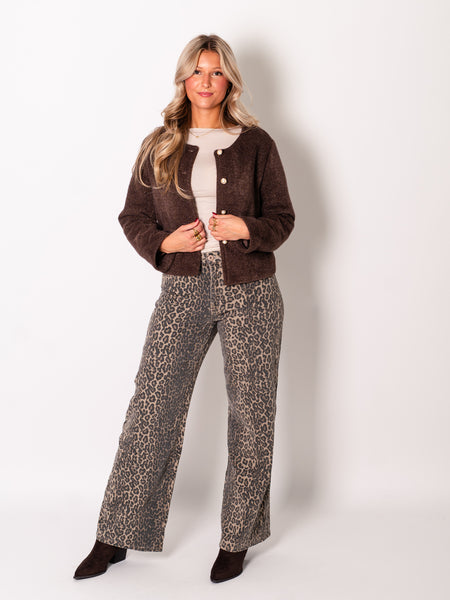 Preppy Crop Jacke - Espresso