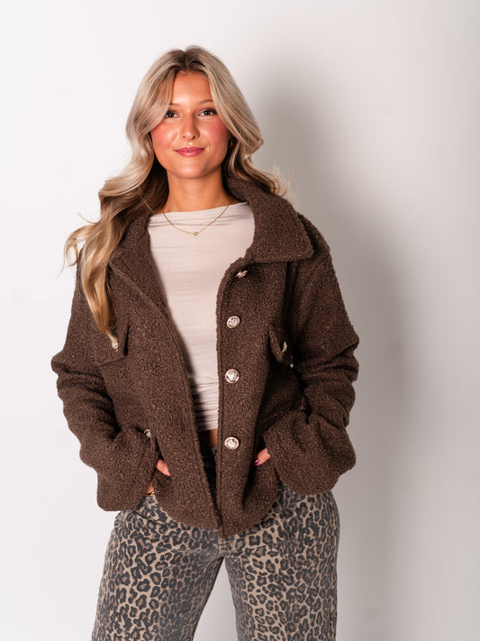 Fiona Teddy Jacke - Braun