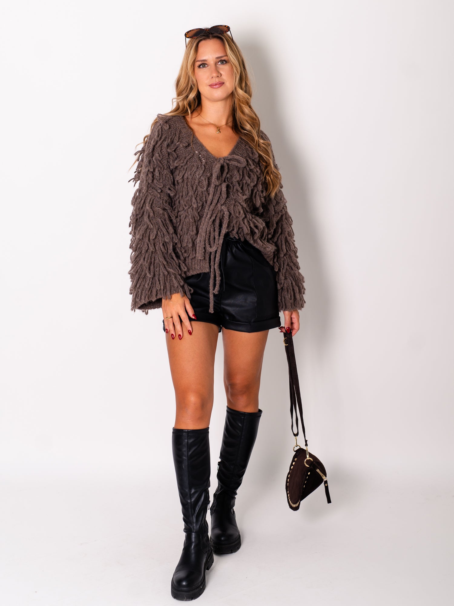 Stella Fransen Strickjacke - Braun