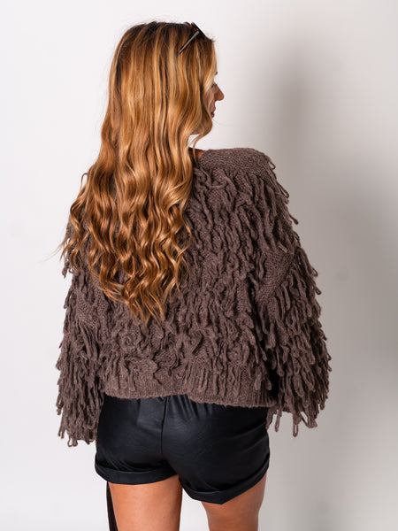 Stella Fransen Strickjacke - Braun