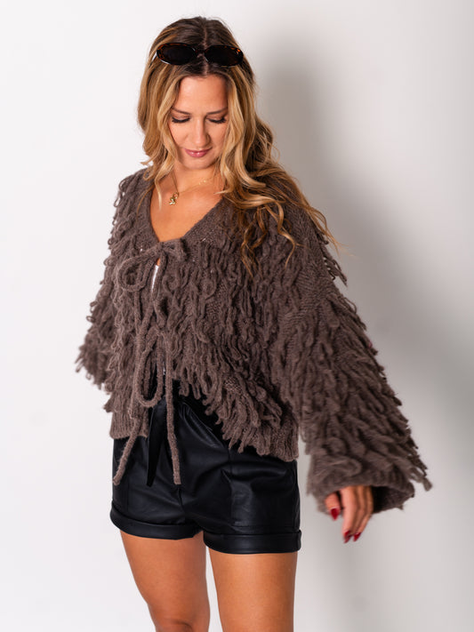 Stella Fransen Strickjacke - Braun